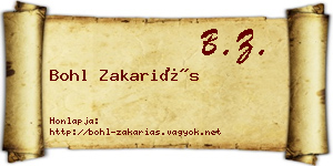 Bohl Zakariás névjegykártya